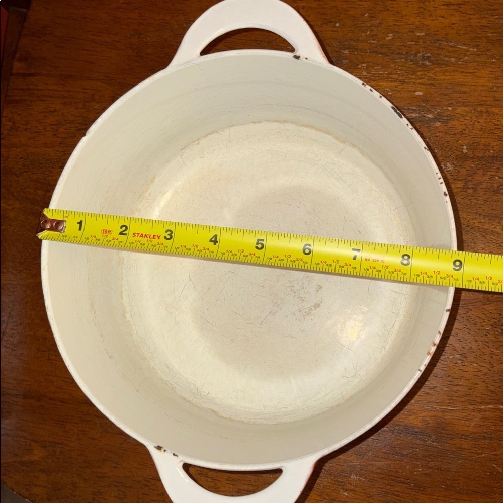 MCM Vintage Descoware 3.5 Quart Dutch Oven Belgian Enameled Cast Iron Flame Red - Picture 16 of 17